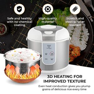 Buffalo Classic Rice Cooker with Clad Stainless Steel Inner Pot (5 cups) - Electric Rice Cooker for White/Brown Rice, Grain - Easy-to-clean, Non-Toxic & Non-Stick, Auto Warmer