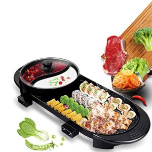 Comft Hot Pot and Grill, 2 In 1 Electric Hot Pot Grill Cooker with Dual Temperature Control Multi-Functional Smokeless Shabu Korean BBQ Pan Indoor Large Capacity Non-Stick, Capacity for 2 - 12 People