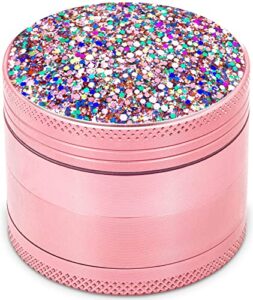 pink spice grinder, 2 inches with glitters