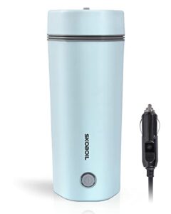 car kettle water boiler 12v – portable electric kettle heater cup for car – 350ml stainless steel travel kettle electric small auto shut-off for car camping, road trip, blue