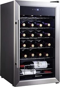 kalamera mini fridge wine cooler, 24 bottle compressor freestanding wine refrigerator – single zone with stainless steel glass door for home, office, bar, 41°f to 64°f, drink fridge.