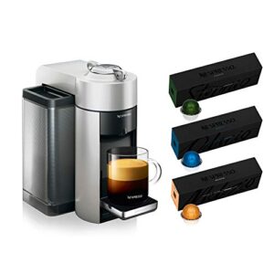 nespresso env135s vertuo evoluo coffee and espresso machine by de’longhi, silver nespresso vertuoline coffee, assortment, 30 capsules
