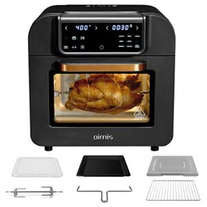 air fryer oven oimis, 17qt 9-in-1 countertop smart air fryer toaster oven with rotisserie, dehydrator, digital led screen, countertop convection oven, 6 accessories, 1500w, black, etl certified