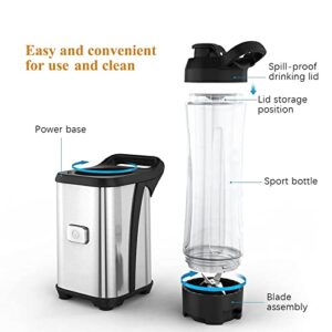 Portable Blender, Personal Size Blender for Shakes and Smoothies with 2 Tritan BPA-Free 20Oz Blender Cups, Mini Smoothie Blender with 4 Sharp Stainless Steel Blades, Mini Blender for Fruits, 25000RPM