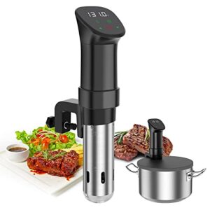 sous vide machine-suvee cooker-rocyis sous vide kit with lid, recipes-1000w fast heating/thermal immersion circulator/ accurate temperature and timer/ digital touch screen, stainless steel (us standard)
