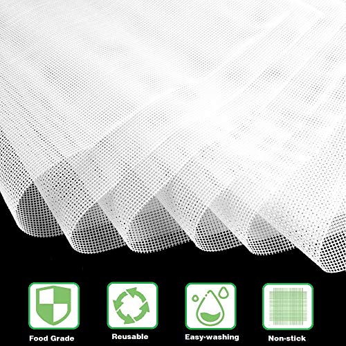 6 Pack Silicone Dehydrator Sheets,Non-stick Food Fruit Dehydrator Mats Reusable Steamer Mesh Mat for Fruit Dryer (6, 14 x 14 inch)