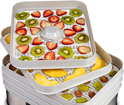 6 Pack Silicone Dehydrator Sheets,Non-stick Food Fruit Dehydrator Mats Reusable Steamer Mesh Mat for Fruit Dryer (6, 14 x 14 inch)