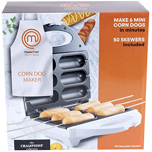 MasterChef Corn Dog Maker -Electric Nonstick Kitchen Baker, Perfect for Hot Dogs on a Stick, Cheese Mozzarella Sticks, Cake Pops, BBQ, Birthday Gift -Recipe Guide +50 skewers