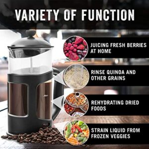 Bean Envy French Press Coffee Maker and Milk Frother Set - 34 oz Glass Carafe Coffee Press & Drink Mixer Duo w/ Stainless Steel Stand
