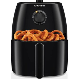 chefman turbofry 8-quart air fryer, integrated 60-minute timer for healthy cooking, cook with 80% less oil, adjustable temperature control, nonstick dishwasher-safe basket and tray, black