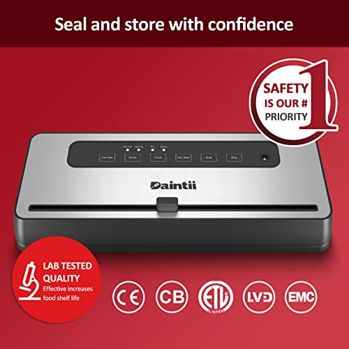 Precision Food Vacuum Sealer Machine, Daintii 85Kpa Automatic Vacuum Air Sealing System with 9-in-1 Preset & Built-in Cutter, Includes Starter Kit