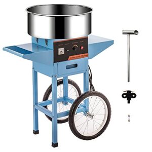 commercial cotton candy machine w/cart electric cotton candy floss maker – 110v for the perfect party favor for birthdays, school function, or social events.（blue） (with wheels, blue)