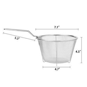 Round Wire Fry Basket,Stainless Steel Fryer Basket Deep Fry Basket with Handle Fryer Strainer for Pot Mini Fish Fry Fryer Strainer with Long Handle Cooking Tool