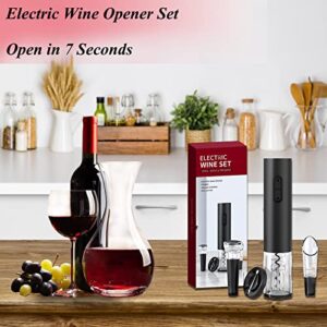 Electric Wine Opener Set, Battery Operated Wine Bottle Opener with Foil Cutter, Wine Pourer and Vacuum Stopper, Automatic Corkscrews for Wine Bottles Kit for Wine Father's Day Gift Home Kitchen Bar