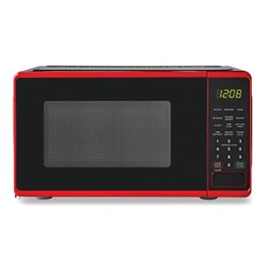 small desktop microwave oven with child safety lock, capacity of 0.7 cubic feet/700 watts, available in two colors (red)