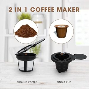 Sunvivi Coffee Maker, Single Serve Coffee Maker For Single Cup Pod & Coffee Ground, 30 Oz Removable Reservoir, Compact Coffee Machine Brewer with 6 to 14 oz. Brew Sizes, Black