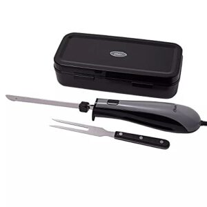 oster electric knife w/carving fork with case cut turkey chicken meat black/grey