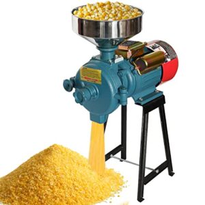 naizea electric grain mill grinder corn grinder, 110v 3000w commercial corn mill grinder machine feed mill wheat grinder, flour mill cereals grinder with funnel (dry grinder)