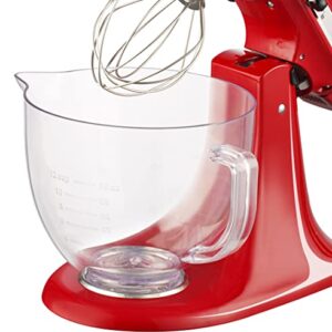 5 QT Food Grade Plastic Mixer Bowl Compatible with KITCHENAID TILT-HEAD STAND MIXERS 4.5-Quart (4.3 L) And 5-Quart (4.7 L), With Spout and Measuring Lines, Light weight, Shatter and Crack proof