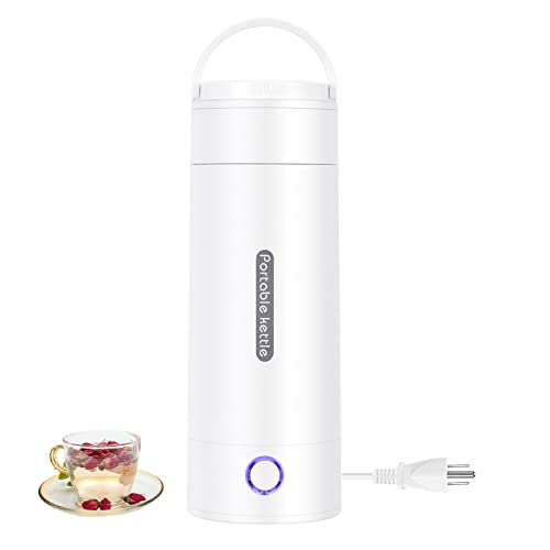 Portable Travel Electric Kettle, 350ml Small Electric Tea Kettle, Mini Portable Hot Water Boiler Stainless Materials Automatic Shut off and Dry Protection