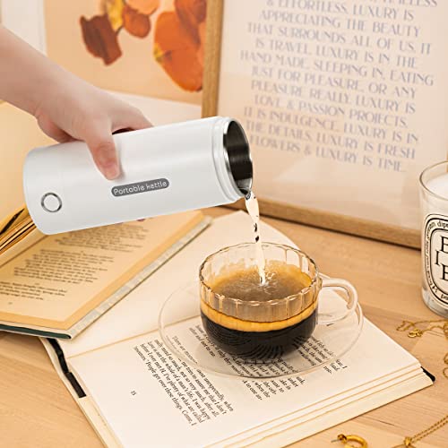 Portable Travel Electric Kettle, 350ml Small Electric Tea Kettle, Mini Portable Hot Water Boiler Stainless Materials Automatic Shut off and Dry Protection