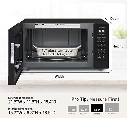 Panasonic NN-SN75LB 1.6 cu.ft Cyclonic Inverter Countertop Microwave Oven 1250Watt Power with Genius Sensor Cooking, cft, Black