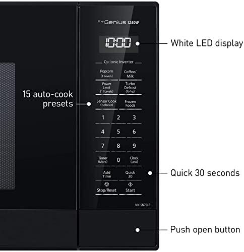 Panasonic NN-SN75LB 1.6 cu.ft Cyclonic Inverter Countertop Microwave Oven 1250Watt Power with Genius Sensor Cooking, cft, Black