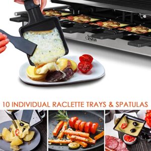 Artestia Raclette Table Grill,1500W Raclette Grill,10 Paddles Korean Bbq Grill,Cheese Raclette with Grill Stone and Non-Stick Reversible Aluminum Plate for Parties Family
