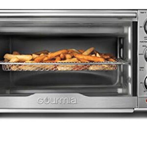 Gourmia GTF7350 6-in-1 Multi-function, Stainless Steel Air Fryer Oven - 6 Cooking Functions - Fry Basket, Oven Rack, Baking Pan & Crumb Tray, Included + Recipe Book