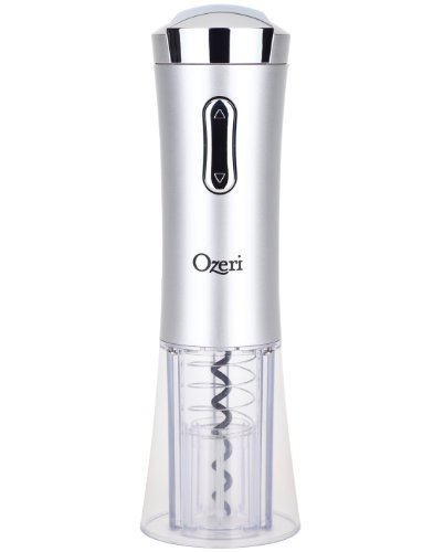 Ozeri Nouveaux Electric Wine Opener with Removable Free Foil Cutter, Refined Silver