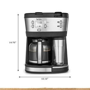 Brim Trio Multibrew System, 12 Cup Programmable Coffee Maker, Brews a 6oz Cup of Coffee in 1-2 Minutes, Convenient Variable Brew Size, K-Cup Compatible, Stainless Steel/Black