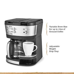 Brim Trio Multibrew System, 12 Cup Programmable Coffee Maker, Brews a 6oz Cup of Coffee in 1-2 Minutes, Convenient Variable Brew Size, K-Cup Compatible, Stainless Steel/Black