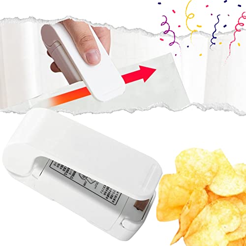 Mini Bag Sealer Heat Seal,Mini Bag Sealer,Portable Bag Sealer,Handheld Mini Heat Sealer for Snack Fresh Bag Food Storage (White)