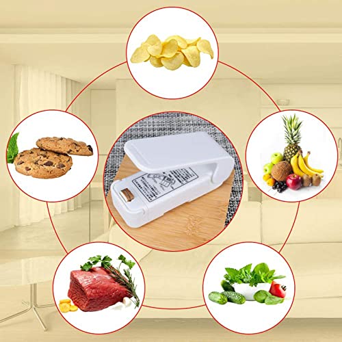 Mini Bag Sealer Heat Seal,Mini Bag Sealer,Portable Bag Sealer,Handheld Mini Heat Sealer for Snack Fresh Bag Food Storage (White)