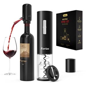 forias electric wine opener, automatic wine bottle opener set with rechargeable wine opener,electric wine aerator pourer,vacuum wine stopper and foil cutter 4-in-1 wine gift set