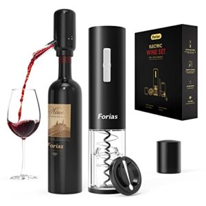 Forias Electric Wine Opener, Automatic Wine Bottle Opener Set with Rechargeable Wine Opener,Electric Wine Aerator Pourer,Vacuum Wine Stopper and Foil Cutter 4-in-1 Wine Gift Set