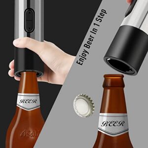 Secura Home Cordless Electric Wine Opener and Beer Opener 2 in 1 Automatic Corkscrew Wine Bottle Opener Gift Set with Foil Cutter USB Rechargeable