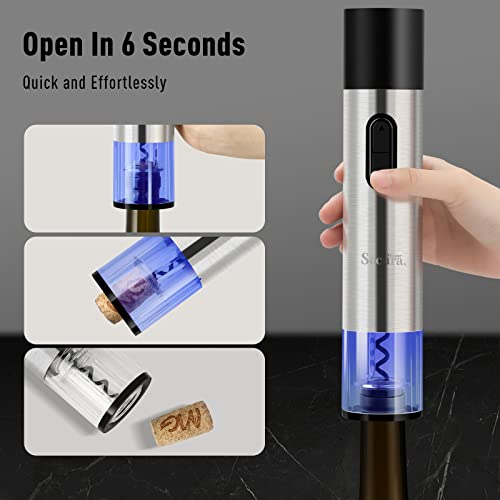 Secura Home Cordless Electric Wine Opener and Beer Opener 2 in 1 Automatic Corkscrew Wine Bottle Opener Gift Set with Foil Cutter USB Rechargeable