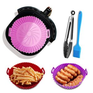 3pack silicone air fryer liners,6.5inch air fryer silicone pot,air fryer silicone baking tray easy cleaning,reusable air fryer pot air fryer inserts for oven microwave crockpot liner accessories