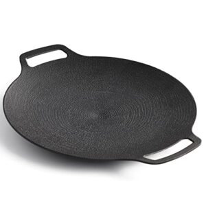 sanbege korean grill pan with nonstick 6-layer coating, 13″ round bbq griddle, compatible for induction, gas stove, electric cooktop, indoor or outdoor grilling