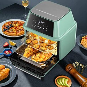 COSTWAY 8-in-1 Air Fryer Oven, Multifunctional Programmable 19QT Cooking Oven with 10 Accessories, Rotisserie, 8 Pre-set Recipe, LED Digital Touchscreen, Viewing Window, 1800W (Green)