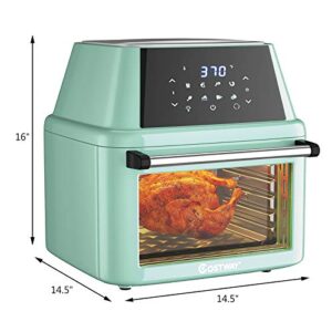 COSTWAY 8-in-1 Air Fryer Oven, Multifunctional Programmable 19QT Cooking Oven with 10 Accessories, Rotisserie, 8 Pre-set Recipe, LED Digital Touchscreen, Viewing Window, 1800W (Green)