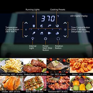 COSTWAY 8-in-1 Air Fryer Oven, Multifunctional Programmable 19QT Cooking Oven with 10 Accessories, Rotisserie, 8 Pre-set Recipe, LED Digital Touchscreen, Viewing Window, 1800W (Green)