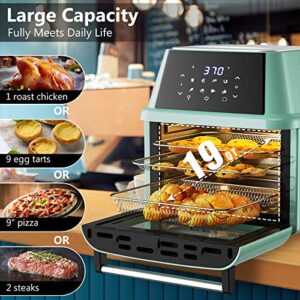 COSTWAY 8-in-1 Air Fryer Oven, Multifunctional Programmable 19QT Cooking Oven with 10 Accessories, Rotisserie, 8 Pre-set Recipe, LED Digital Touchscreen, Viewing Window, 1800W (Green)