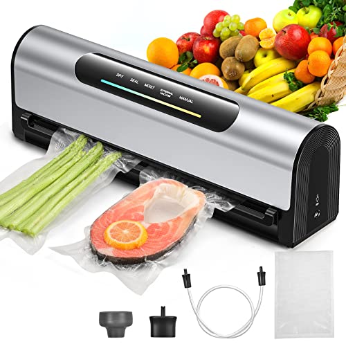 Vacuum Sealer Machine, 95Kpa Full Automatic Food Vacuum Sealer for Food Preservation & Sous Vide, with Astonishing Large LED Screen, 5 Vacuum Sealer Bags, Dishwashable Drip Tray, 15.15in