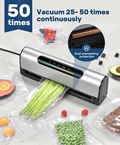 Vacuum Sealer Machine, 95Kpa Full Automatic Food Vacuum Sealer for Food Preservation & Sous Vide, with Astonishing Large LED Screen, 5 Vacuum Sealer Bags, Dishwashable Drip Tray, 15.15in