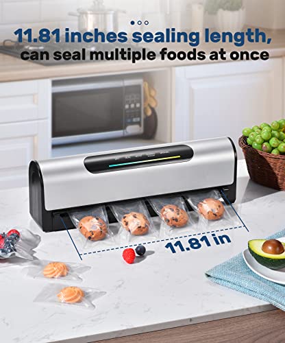 Vacuum Sealer Machine, 95Kpa Full Automatic Food Vacuum Sealer for Food Preservation & Sous Vide, with Astonishing Large LED Screen, 5 Vacuum Sealer Bags, Dishwashable Drip Tray, 15.15in