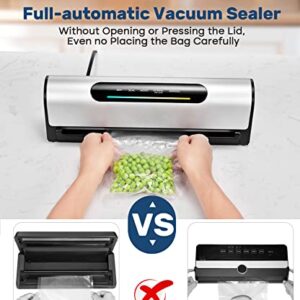 Vacuum Sealer Machine, 95Kpa Full Automatic Food Vacuum Sealer for Food Preservation & Sous Vide, with Astonishing Large LED Screen, 5 Vacuum Sealer Bags, Dishwashable Drip Tray, 15.15in