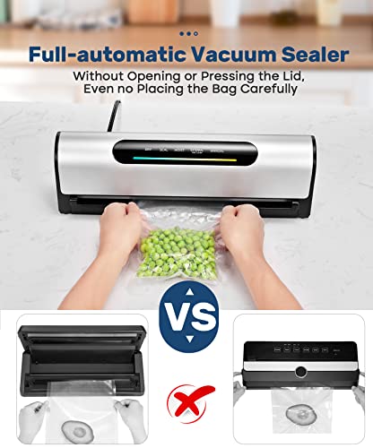 Vacuum Sealer Machine, 95Kpa Full Automatic Food Vacuum Sealer for Food Preservation & Sous Vide, with Astonishing Large LED Screen, 5 Vacuum Sealer Bags, Dishwashable Drip Tray, 15.15in