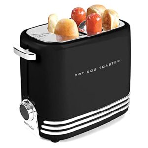nostalgia 2 slot hot dog and bun toaster with mini tongs, hot dog toaster works with chicken, turkey, veggie links, sausages and brats, black